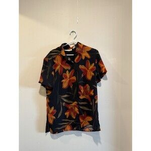 Chaus Button Down Blouse Vibrant Floral Size 8